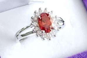 Engagement Romantic Wine Red Gemstone in  925 Sterling Silver Ring (Size 8)Filled Jewelry